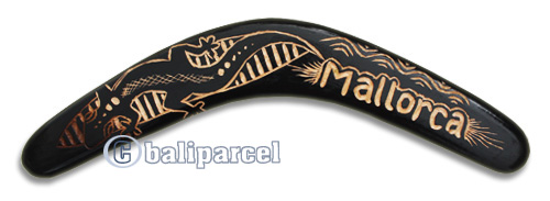 Aboriginal Carved Boomerang, Hand Carved From Albesia Wood