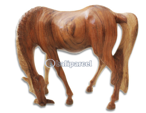 Wooden Horse, Hand Carved From Suar Wood