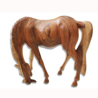 Wooden Horse, Hand Carved From Suar Wood
