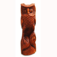 Wooden Owl Handcarved From Hibiscus Wood