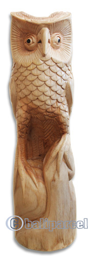 Wooden Owl Handcarved From Hibiscus Wood