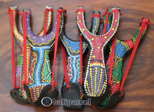 Wooden Slingshot With Painted, Handmade From Albesia Wood