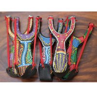 Wooden Slingshot With Painted, Handmade From Albesia Wood
