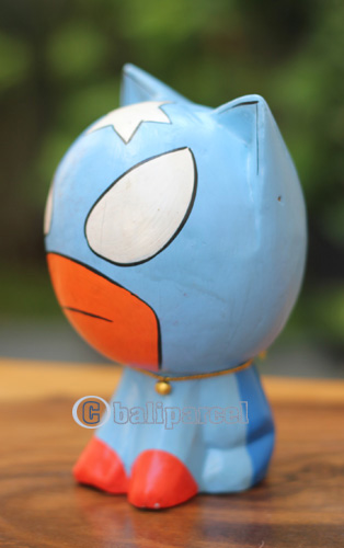 Wooden Cat With Painted, Handmade From Albesia Wood