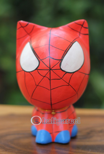 Wooden Cat With Painted, Handmade From Albesia Wood