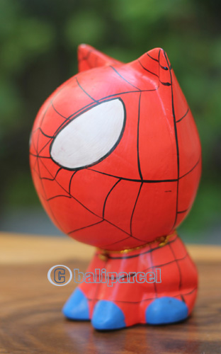 Wooden Cat With Painted, Handmade From Albesia Wood