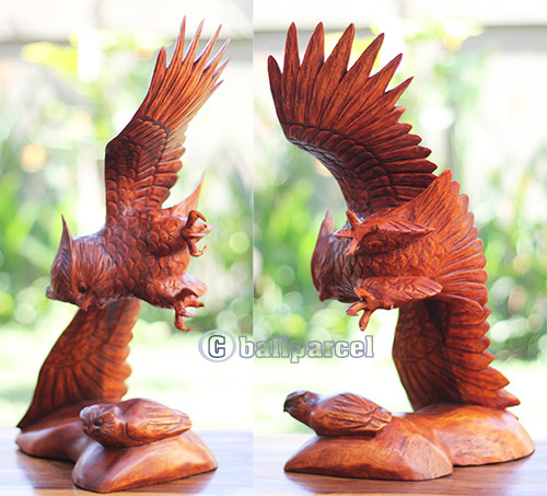 Wooden Owl With Baby Handcarved From Suar Wood