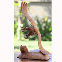 Wooden Owl With Baby Handcarved From Suar Wood
