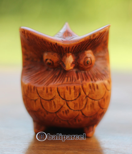 Wooden Owl, Handcarved From Crocodile Wood