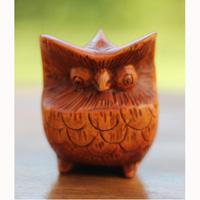 Wooden Owl, Handcarved From Crocodile Wood