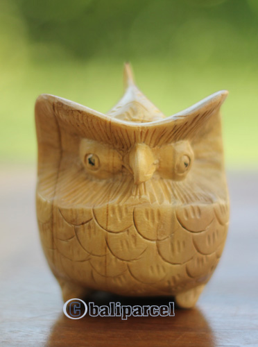 Wooden Owl, Handcarved From Crocodile Wood