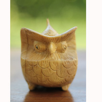 Wooden Owl, Handcarved From Crocodile Wood