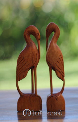 Wooden Set Of 2 Pelican Bird, Handcarved From Crocodile Wood