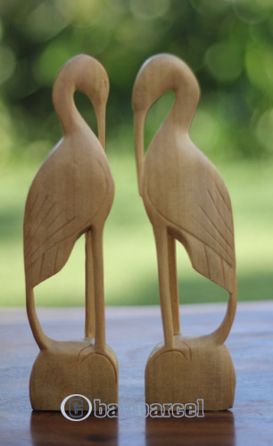 Wooden Set Of 2 Pelican Bird, Handcarved From Crocodile Wood