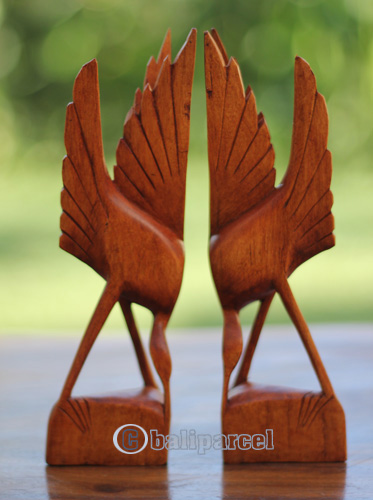 Wooden Set Of 2 Bird Handcarved From Crocodile Wood