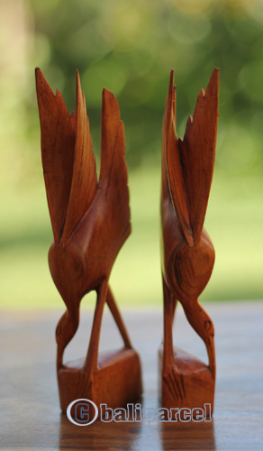 Wooden Set Of 2 Bird Handcarved From Crocodile Wood