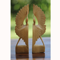Wooden Set Of 2 Bird Handcarved From Crocodile Wood