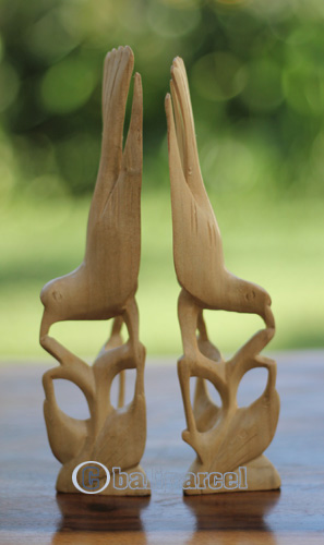 Wooden Set Of 2 Bird, Handcarved From Crocodile Wood