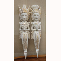 Wooden Rama And Sita Set Of 2, Handmade From Albesia Wood
