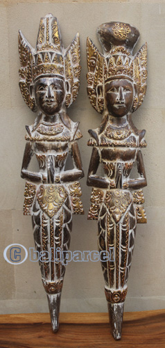 Wooden Rama And Sita Set Of 2, Handmade From Albesia Wood