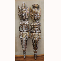 Wooden Rama And Sita Set Of 2, Handmade From Albesia Wood