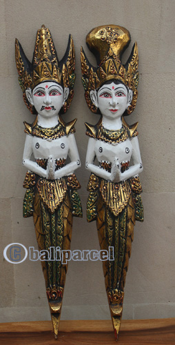 Wooden Rama And Sita Set Of 2, Handmade From Albesia Wood