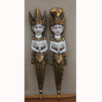 Wooden Rama And Sita Set Of 2, Handmade From Albesia Wood