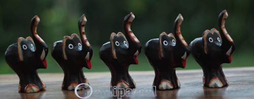 Wooden Elephant Set Of 5, Handcarved From Albesia Wood