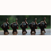 Wooden Elephant Set Of 5, Handcarved From Albesia Wood