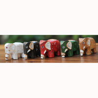 Wooden Elephant Set Of 5, Handcarved From Albesia Wood