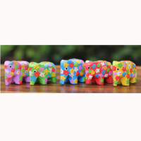 Wooden Elephant Set Of 5, Handcarved From Albesia Wood