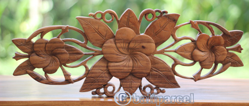 Wooden Wallhanging Cambodia Flower, Handmade From Suar Wood With Natural Polished