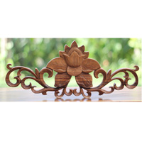 Wooden Wallhanging Sun Flower, Handmade From Suar Wood With Natural Polished