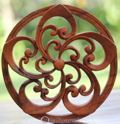 Handcarved Wooden Wallhanging, Made From Suar Wood With Brown Polished