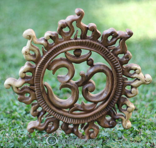 Wooden Wallhanging OM, Handmade From Suar Wood With Natural Polished
