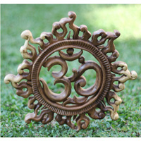 Wooden Wallhanging OM, Handmade From Suar Wood With Natural Polished