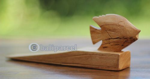 Wooden Door Stop With Fish Carving, This Pieces Hand Carved From Hibiscus Wood 