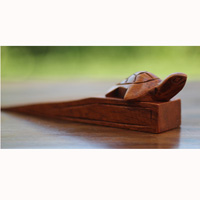Wooden Door Stop With Turtle Carving, This Pieces Hand Carved From Hibiscus Wood 