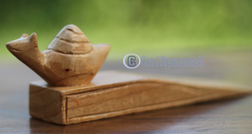 Wooden Door Stop With Snail Carving, This Pieces Hand Carved From Hibiscus Wood 