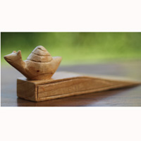 Wooden Door Stop With Snail Carving, This Pieces Hand Carved From Hibiscus Wood 