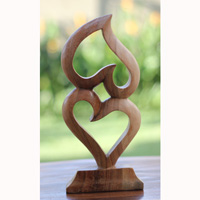 Wooden Abstract Carving, Hand Carved From Suar Wood With Natural Polished