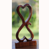 Wooden Abstract Carving, Hand Carved From Suar Wood With Brown Polished