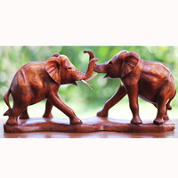 Wooden 2 Elephant, Handcarved From Suar Wood