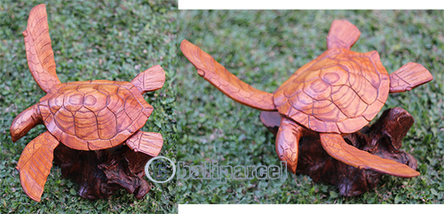 Wooden Parasite Turtle, Handcarved Made From Hibiscus Wood
