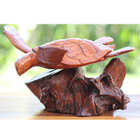 Wooden Parasite Turtle, Handcarved Made From Hibiscus Wood