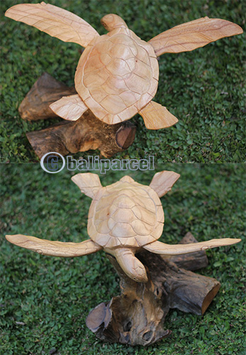 Wooden Parasite Turtle, Handcarved Made From Hiibiscus Wood