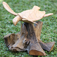 Wooden Parasite Turtle, Handcarved Made From Hiibiscus Wood