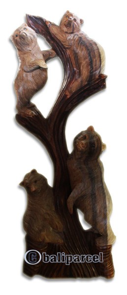 Wooden 4 Bear, Handmade From Suar Wood