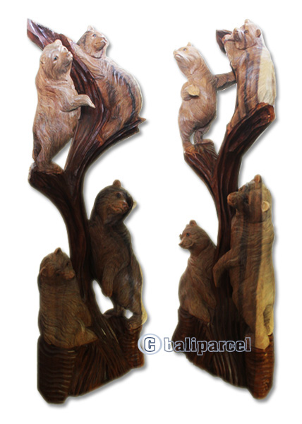 Wooden 4 Bear, Handmade From Suar Wood