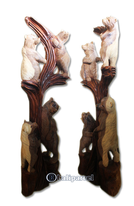 Wooden 4 Bear, Handmade From Suar Wood